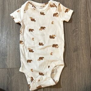 Adorable Bear Print Cream Onesie